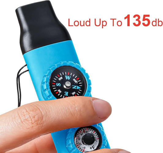 Emergency Survival Safety Whistle,Whistle for Kids with Lanyard,Compass,Thermometer,Ideal for Kayaking, Boating, Hiking, Camping, Climbing