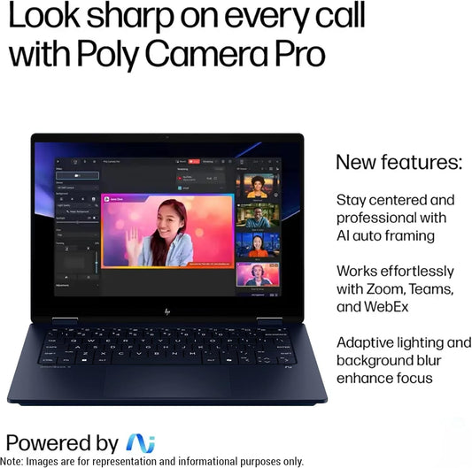 HP OmniBook X Flip 2-in-1 Copilot+ Laptop, Intel Ultra 7-256V, 16 GB LPDDR5x RAM, 2 TB PCIe SSD, 14" 2K (1920x1200) Touchscreen, Intel Arc 140V, Backlit Keyboard, W11 Home, Atmospheric Blue