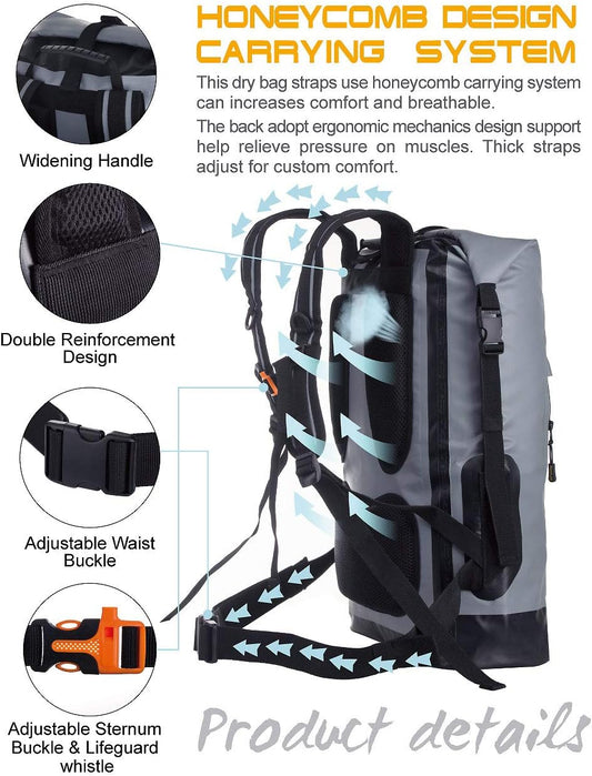 IDRYBAG Waterproof Backpack for Men 20L/30L/40L, Floating Dry Bag Kayak, Dry Backpack Hiking