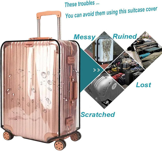 Suitcase Cover for 28" Luggage TSA Approved Clear PVC Thickened Protective Sleeve Waterproof Cover for Wheeled Luggage