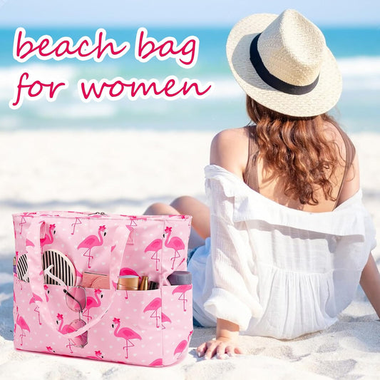 Waterproof Beach Tote Pool Bags for Women Ladies Extra Large Gym Tote Carry On Bag With Wet Compartment for Weekender Travel