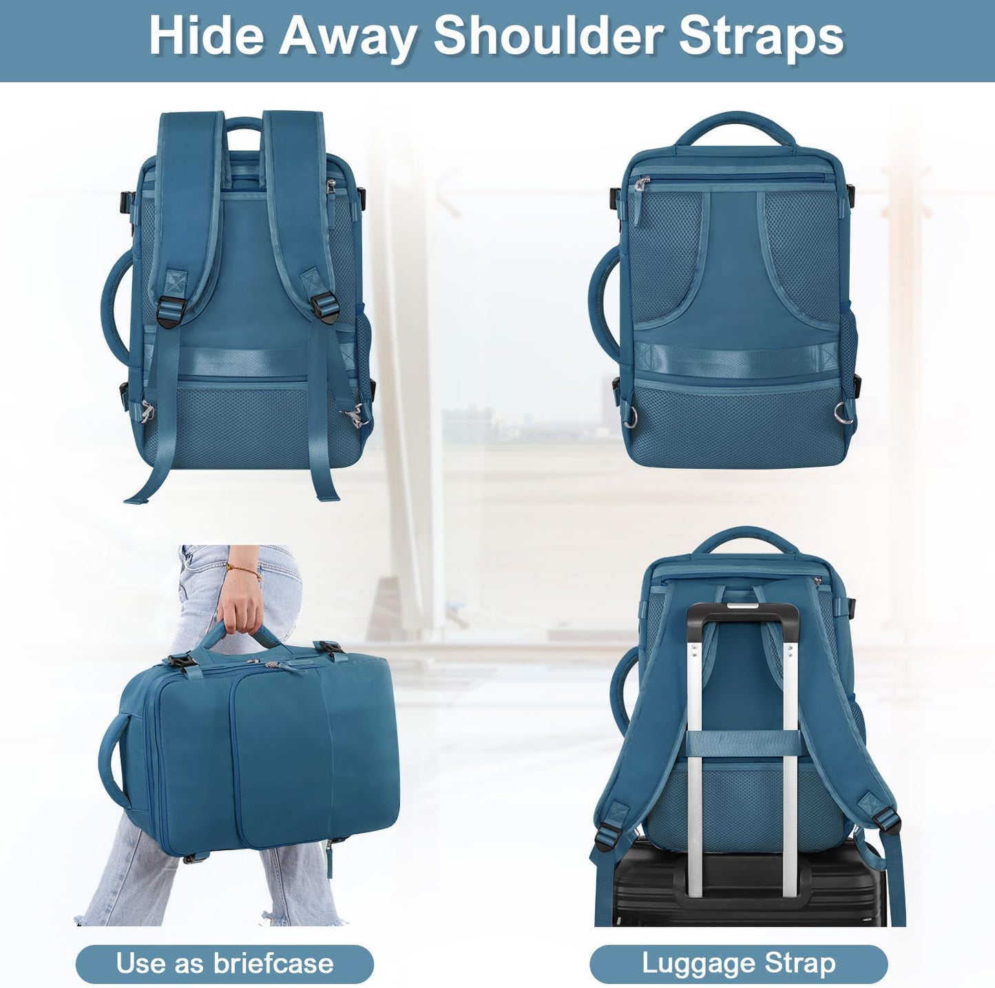 Travel laptop Backpack for Men Women, Personal Item Size Flight Approved, 16 Inch Laptop Bag with Multi-Pockets, College Computer Bag, Waterproof Carry On Backpack Casual Daypack Backpack