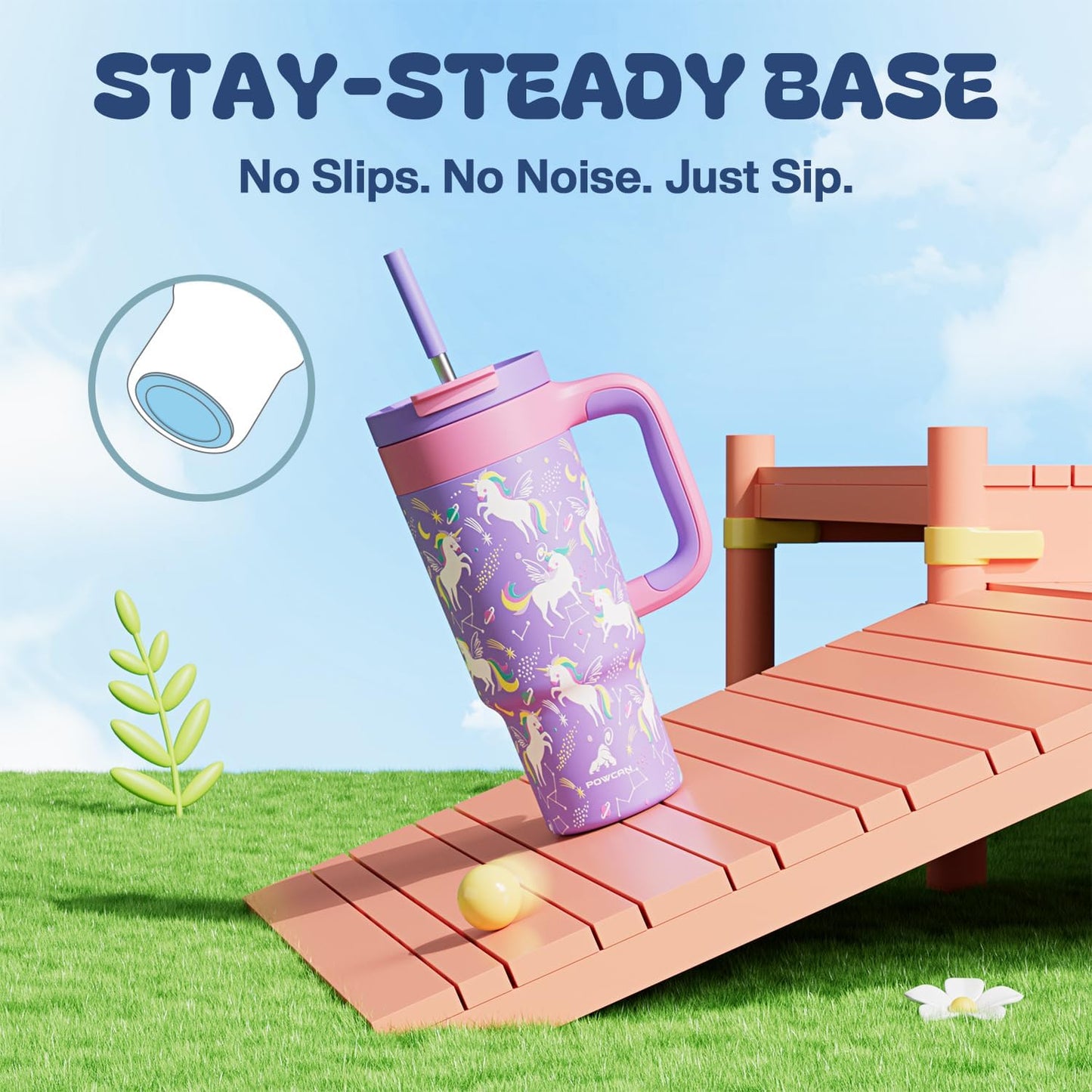 24 oz Kids Tumbler with Handle: Leakproof, Stainless Steel Cup with Straw Lid, BPA-Free, Insulated Water Bottle for School, Travel, Gift, Daycare, Home, Picnic, Outdoor Activities (Starlight Unicorn)