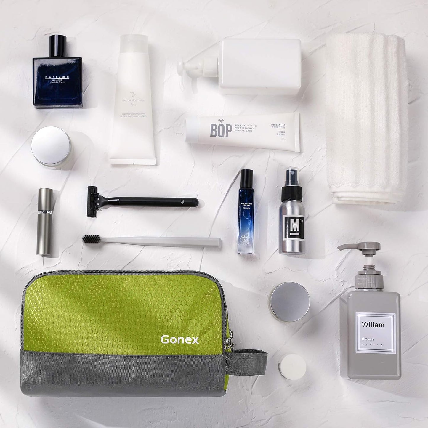 Gonex Travel Toiletry Bag Nylon, Dopp Kit Shaving Bag Toiletry Organizer Green