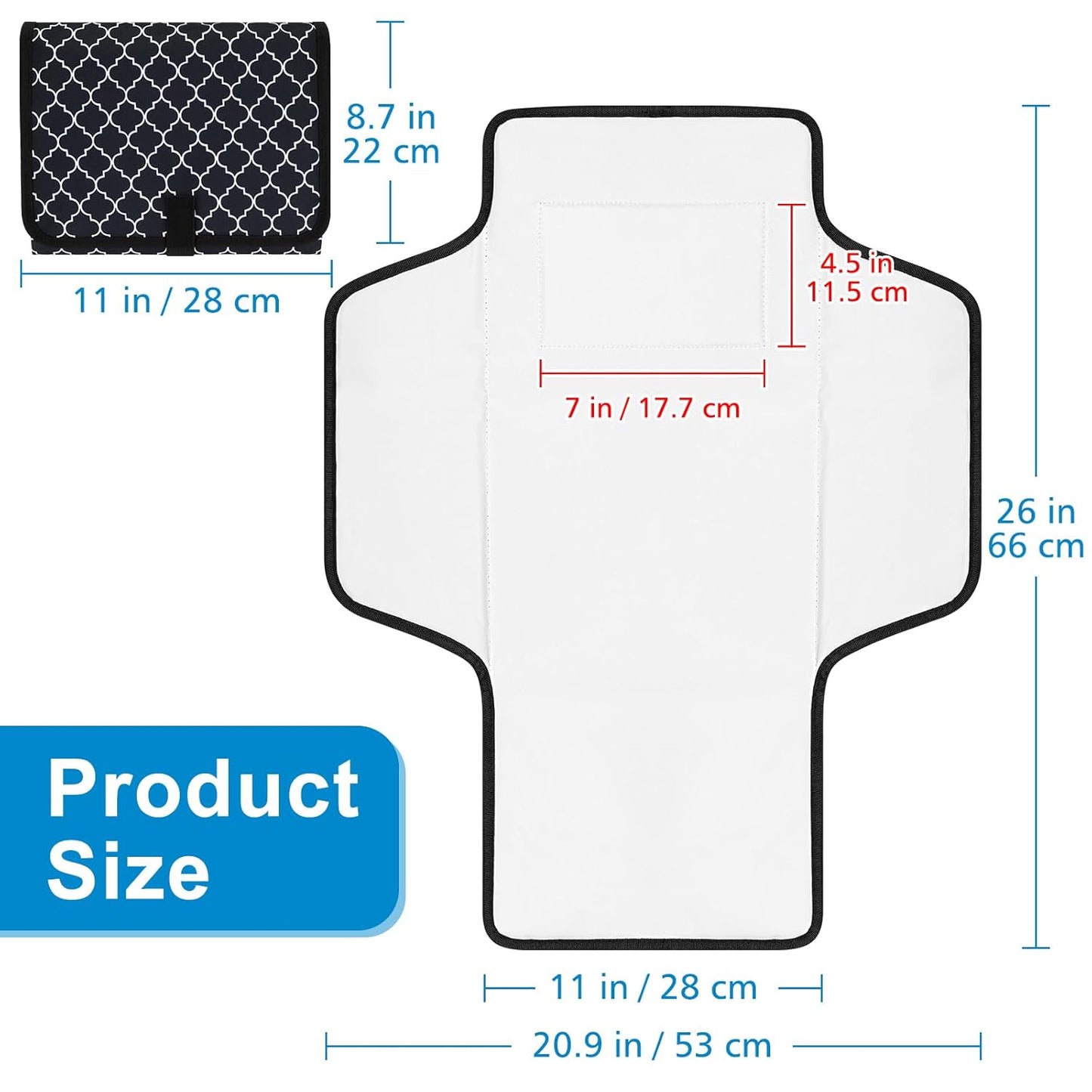 Accmor Portable Diaper Changing Pad, Waterproof Baby Changing Mat, Foldable Travel Diaper Changing Pads for Baby