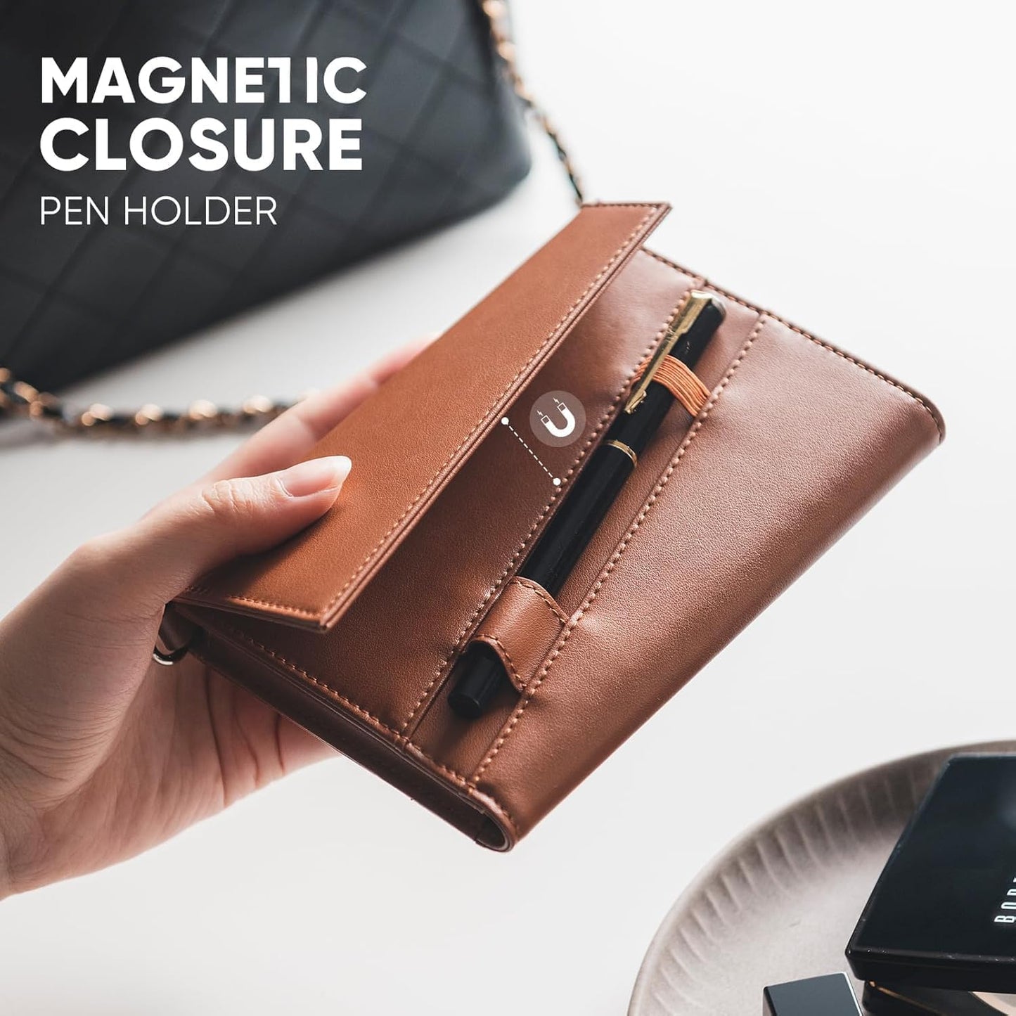 Real Leather Wallet RFID Blocking Passport Holder with Travel Lanyard Document Organizer Brown (Brown)