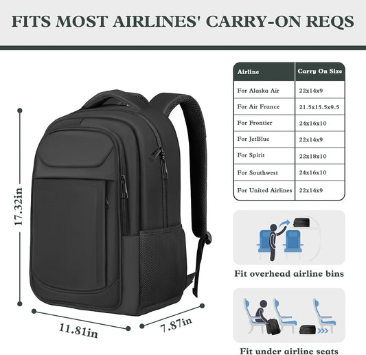 Travel Laptop Backpack, Travel Backpack For Women, Business Anti Theft Slim Sturdy Laptops Backpack, 15.6” Water Resistant College School Computer Bag Gift for Men & Women, Black
