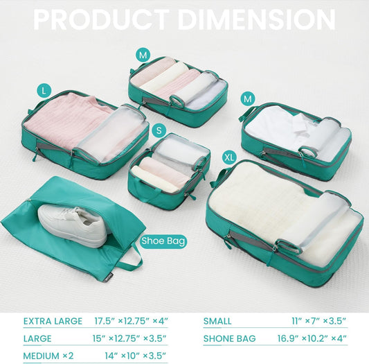BAGAIL 6 Set Ultralight Compression Packing Cubes Packing Organizer for Travel Accessories Luggage Suitcase Backpack