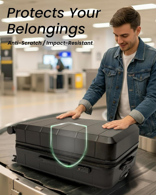 28 Inch Luggage, Expandable Hardside Large Checked Suitcases with Wheels, Blue