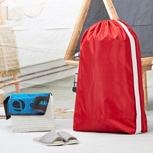 HOMEST XL Nylon Laundry Bag with Strap, Large Dirty Garments Organizer, Easy Fit a Hamper or Clothing Basket, Can Carry Up to 4 Loads of Clothes, Red