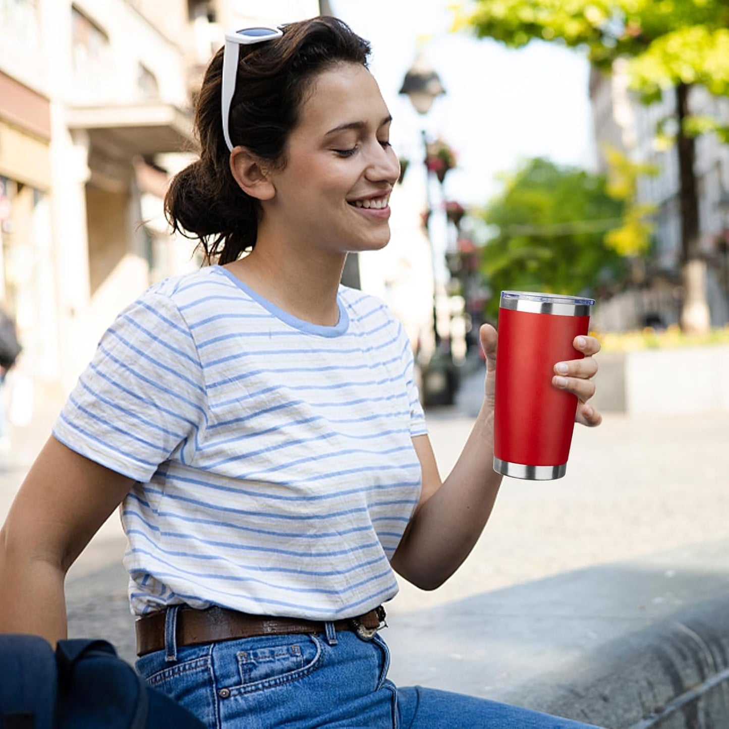 20oz Tumbler with Straw and Brush, Stainless Steel Vacuum Insulated tumbler, Double Wall Insulated Coffee Tumbler for Outdoor, Home, Travel,Office (Bright Red,4pcs)