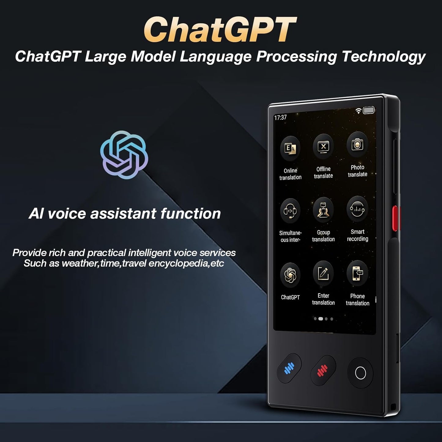Language Translator Device 2025, AI & ChatGPT & No WiFi Needed, Real-Time Two Way Voice/Photo Translation, 148+ Languages Offline/Online, Portable for Business, Learning & Global Travel