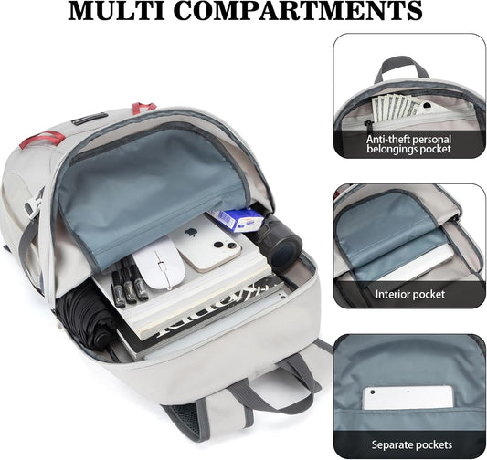 Hiking Backpack,Large 35L Travel Backpacks for Men Women,Ultra Lightweight Packable Camping Daypack for Outdoor Sports (Light Gray)