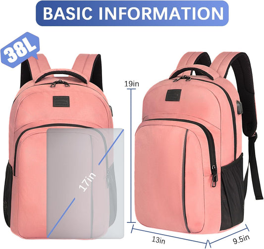 LARIPOP Extra Large Backpack,17.3 Inch Business Laptop backpack for Men Women with USB Charging Port,Water-Resistant Laptopack Weekender Daypack for Work College Computer