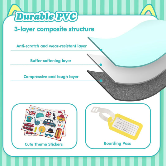 20" Ride-On Travel Suitcase for Kids, Cute Ear Toddler Carry on Luggage with Spinner Wheels, Children Rolling Trolly Luggage with Combination Lock (Green)