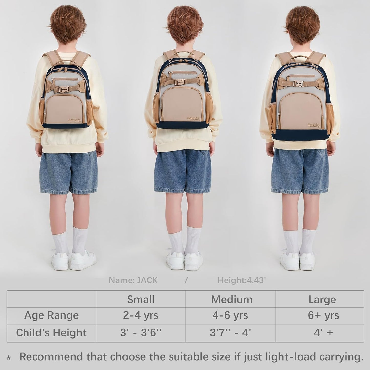Lightweight Kids Backpack for School Kindergarten Elementary Backpacks for Boys Ages 6-8-10 (Brown Gray)