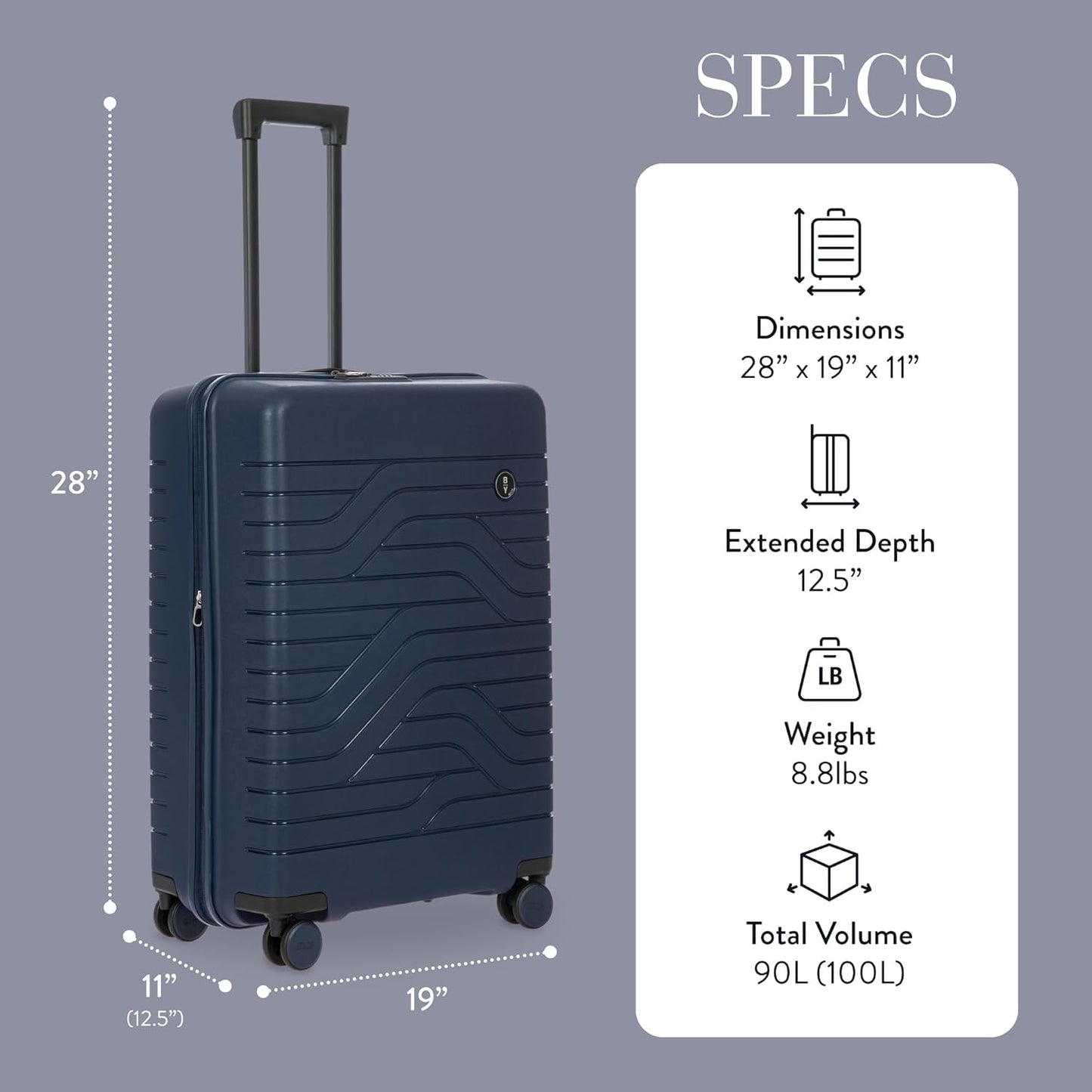 Bric's 28" Expandable Spinner Suitcase - Travel Luggage with TSA-Approved Lock and Hard Shell Exterior - B|Y Ulisse - Ocean Blue
