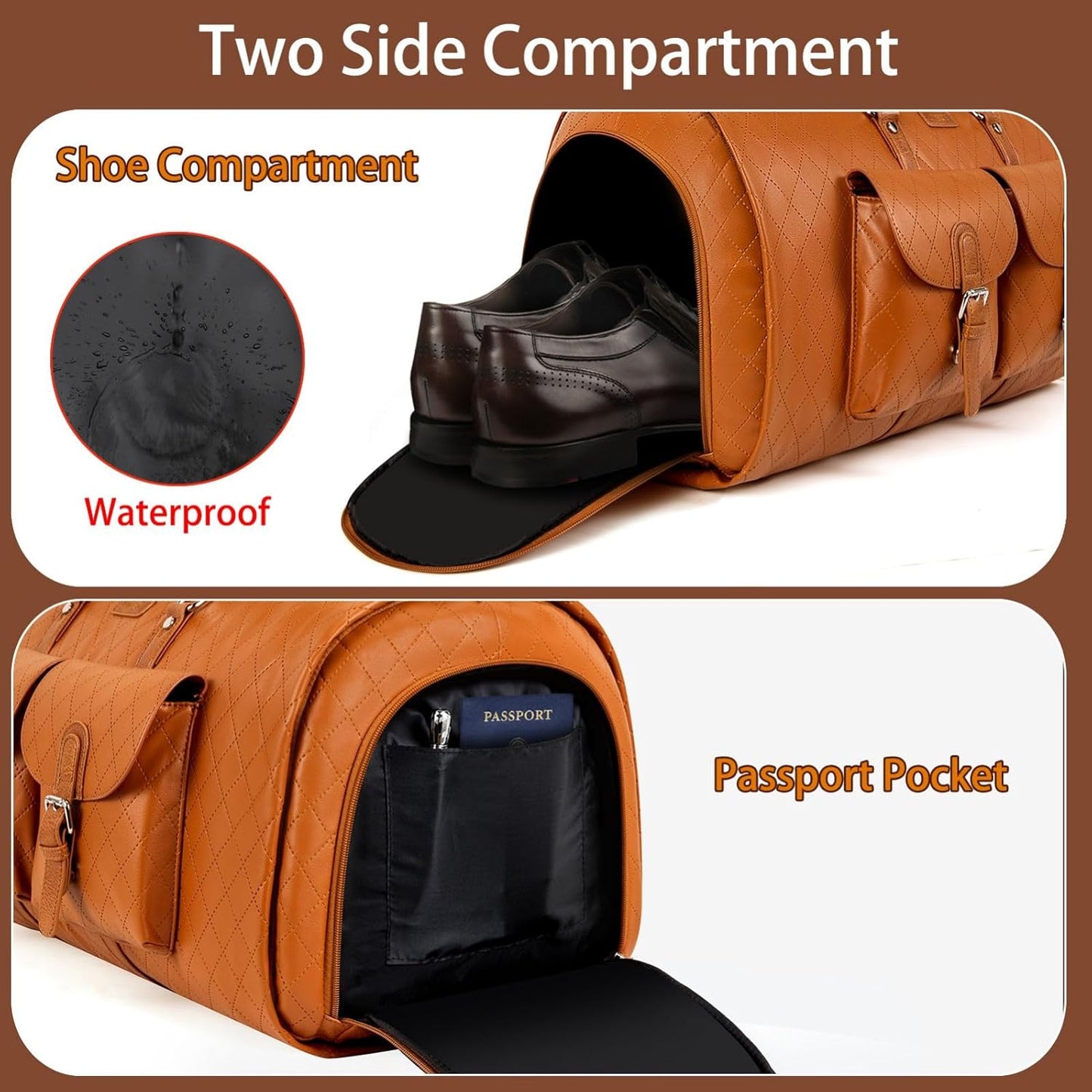 Garment Bag for Travel, Convertible Carry on Garment Duffel Bag for Men 3Pcs Weekender Bag 2 in 1 Hanging Suitcase Suit Bag