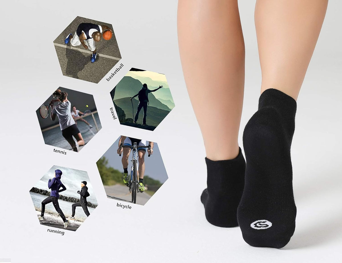 CS CELERSPORT 6 Pairs Women's Running Ankle Socks Athletic Sport Socks Cushioned