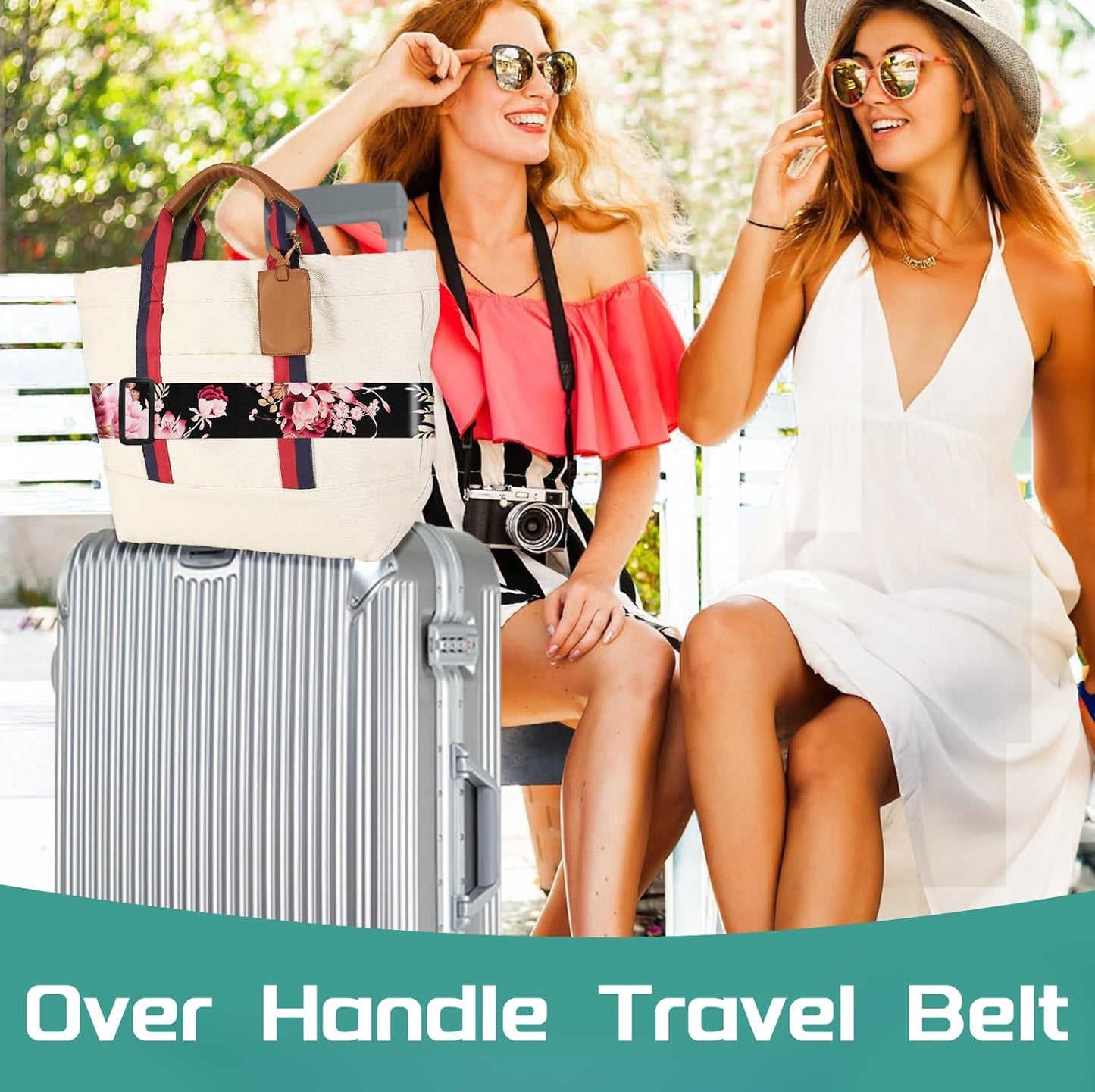Slohif Luggage Straps for Suitcases Travel Belt Accessories Luggage Connector Identifiers Over Handle with Buckle Unique Nylon Adjustable Strap for Sleeping Bag Car Seat Black(2 Pack)