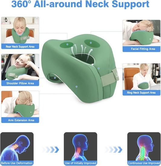 Travel Neck Pillow, Memory Foam Travel Pillow, Includes 3D Eye Masks, Earplugs, and Storage Bag, U-Shaped Napping Pillow for Airplanes, Cars, Trains, Home