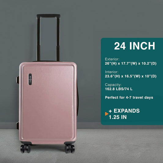 24 Inch Luggage with Spinner Wheels, Hard Shell Suitcase with TSA Locks for Luggage, Travel Large Suitcase, Expandable Hard Shell Suitcases, Pink