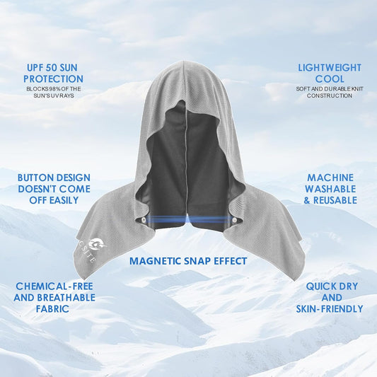 3 Pack Cooling Hoodie Towels for Neck and Face, UPF 50 Sun Protection & Instant Cooling, Ice Towels for Hot Weather, Soft Breathable Towel for Sport, Work Out, Gym, Camping & More Activities