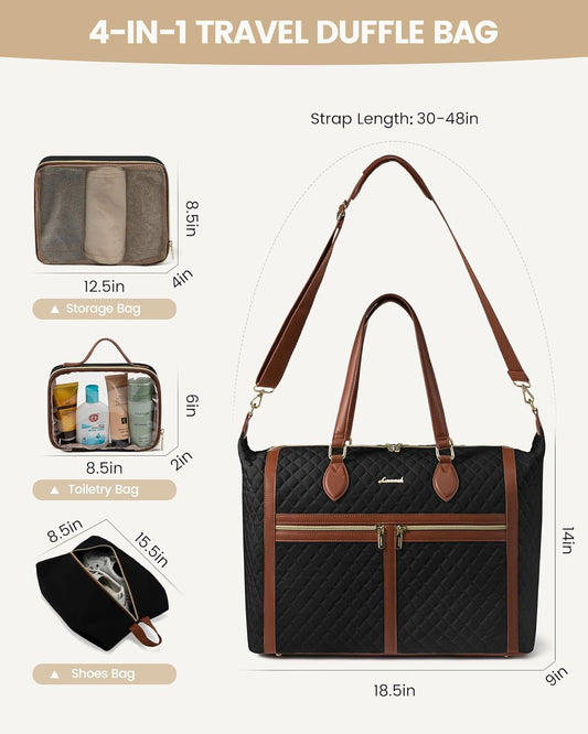 LOVEVOOK 4-in-1 Travel Weekender for Women - Duffle With Shoes Compartment, Carry On Overnight Tote, Toiletry Bag & Wet Pocket - Large Hospital Bag for Labor and Delivery