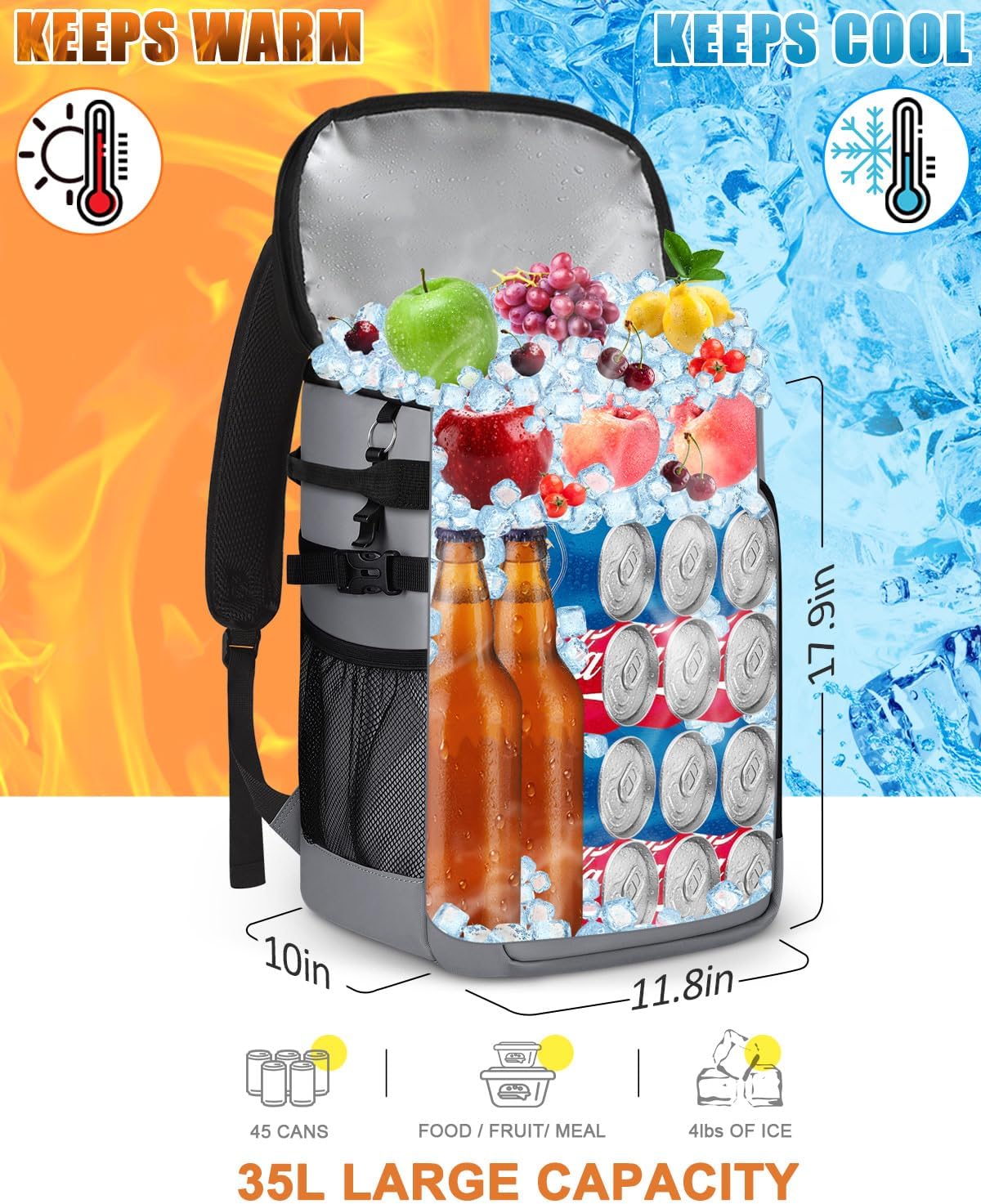Capolo 36/45 Cans Cooler Backpack Insulated Waterproof for Women Men Lunch Backpack Coolers Leak Proof Soft Cooler Bags