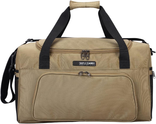 Large Sports Duffel Bag 20 inch for Travel Gym as Shoulder Bag and Hand Carry - Tan