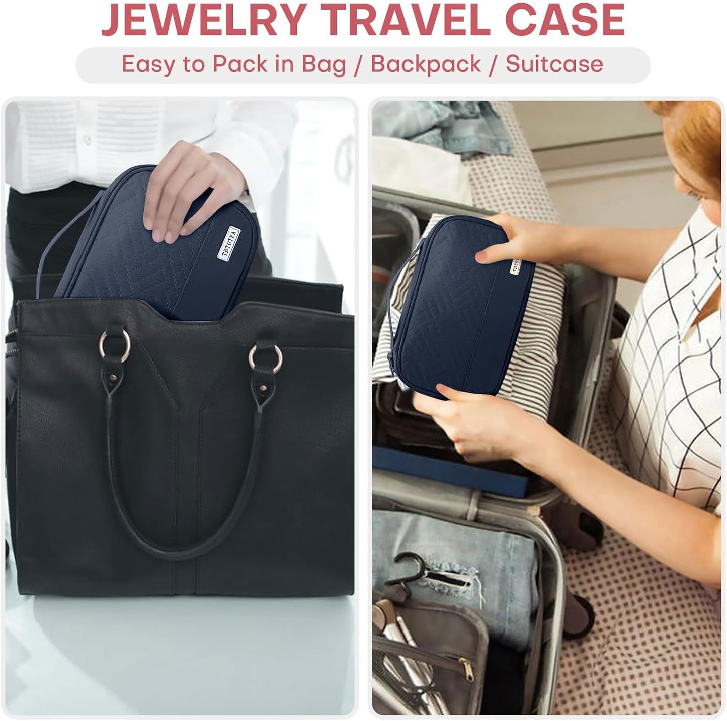 Jewelry Travel Case Organizer for Necklaces, Earrings, Rings, Bracelet, Watch, Soft Sided, Blue