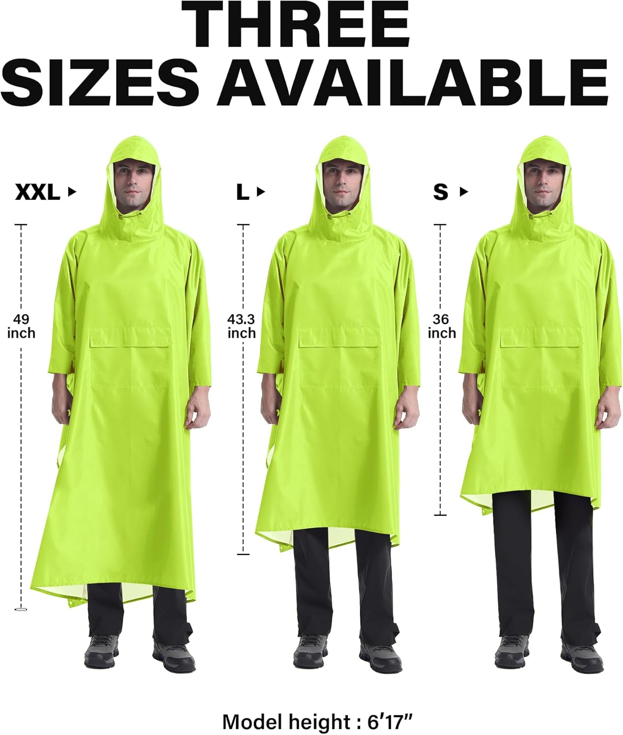iCreek Hooded Rain Poncho with Pocket Waterproof Lightweight Unisex Raincoat Jacket for Hiking, Camping, Outdoor