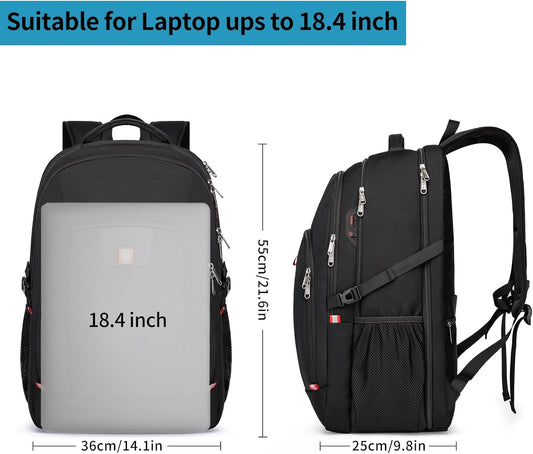 Travel Laptop Backpack, 18.4 inch Extra Large Backpack for Men and Women, 45L Capacity Business Computer Back Pack (Black Blue, 18.4 Inch)