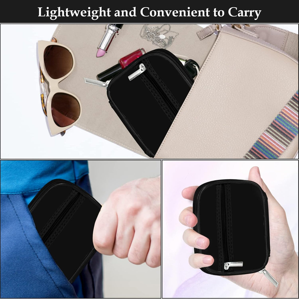 Serfeymi Weekly Travel Pill Organizer Pill Case for Purse with Removable 7 Day Pill Box, Fashionable Travel Medicine Organizer Pill Container for Medicine, Vitamin, Supplement - Black 01