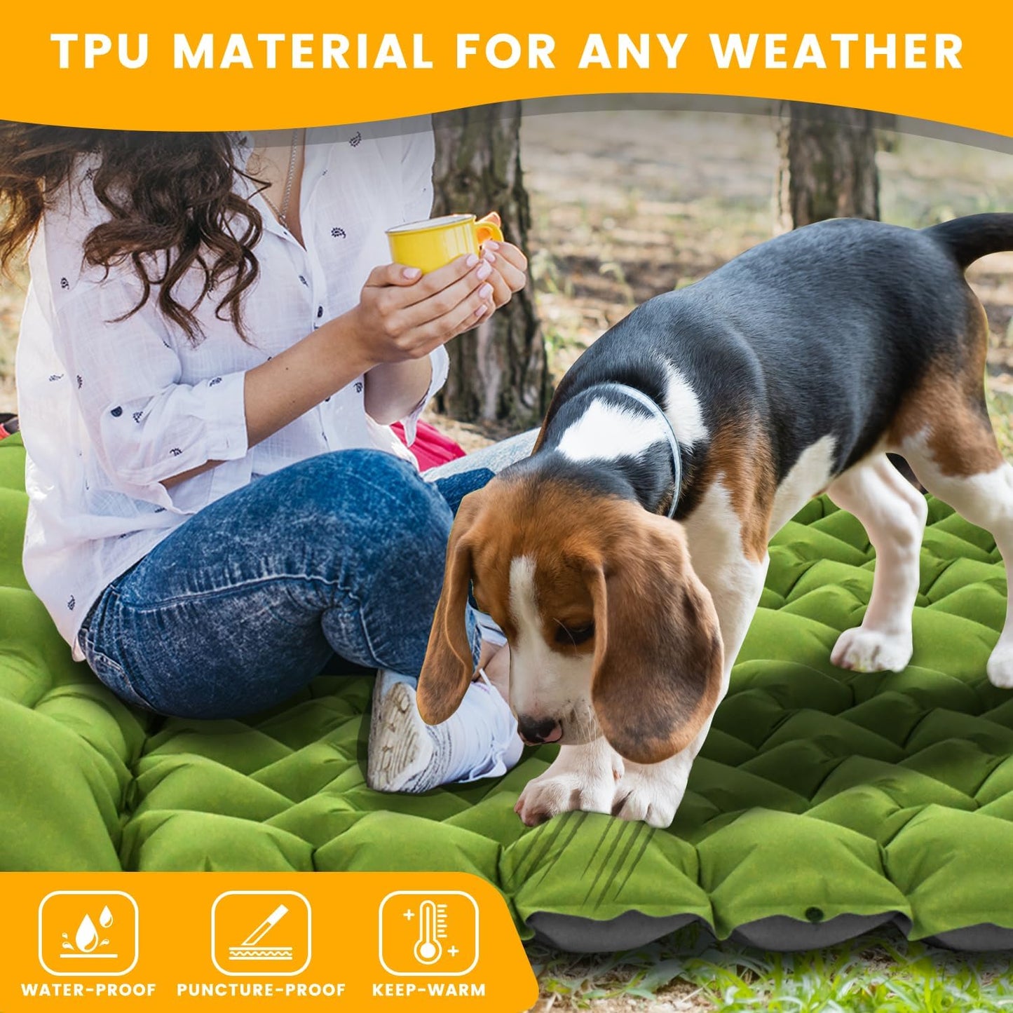 Ultralight Camping Sleeping Pad with Built-in Pillow & Foot Pump, Compact Inflatable Air Mattress for Backpacking, Hiking, Tent, Travel Camp & Outdoor Adventures