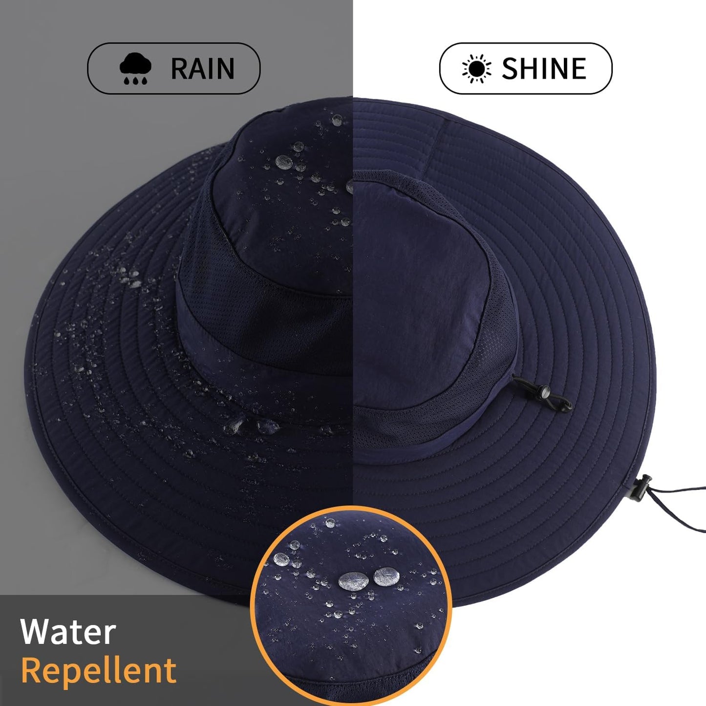 Home Prefer UPF50+ Mens Sun Hat Wide Brim Fishing Hat Foldable Large Brim UV Protection Sun Hat for Men Women Beach Gardening