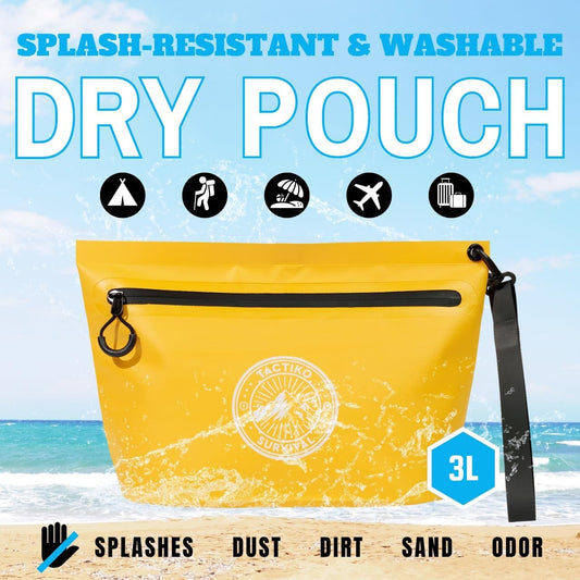 3-Pack Tactiko Heavy-Duty Splash Water Resistant Zipper Pouches - 3 L Hold-All Organizers for Dry Bags, Travel Bags (3, Yellow/Orange/Gray)