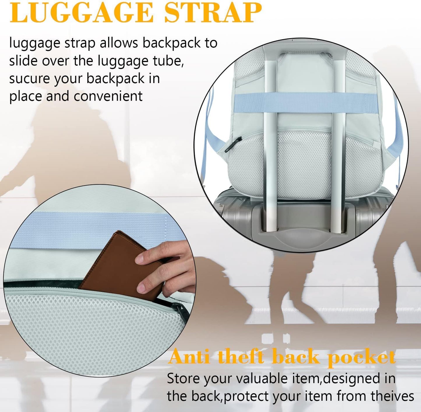 MATEIN Travel Laptop Backpack, Lightweight Anti Theft School Bookbag for Girls Boys and Students with USB Charging Port, Water Resistant 15.6 Inch Computer Bag Sturdy College Daypack Gift for Women