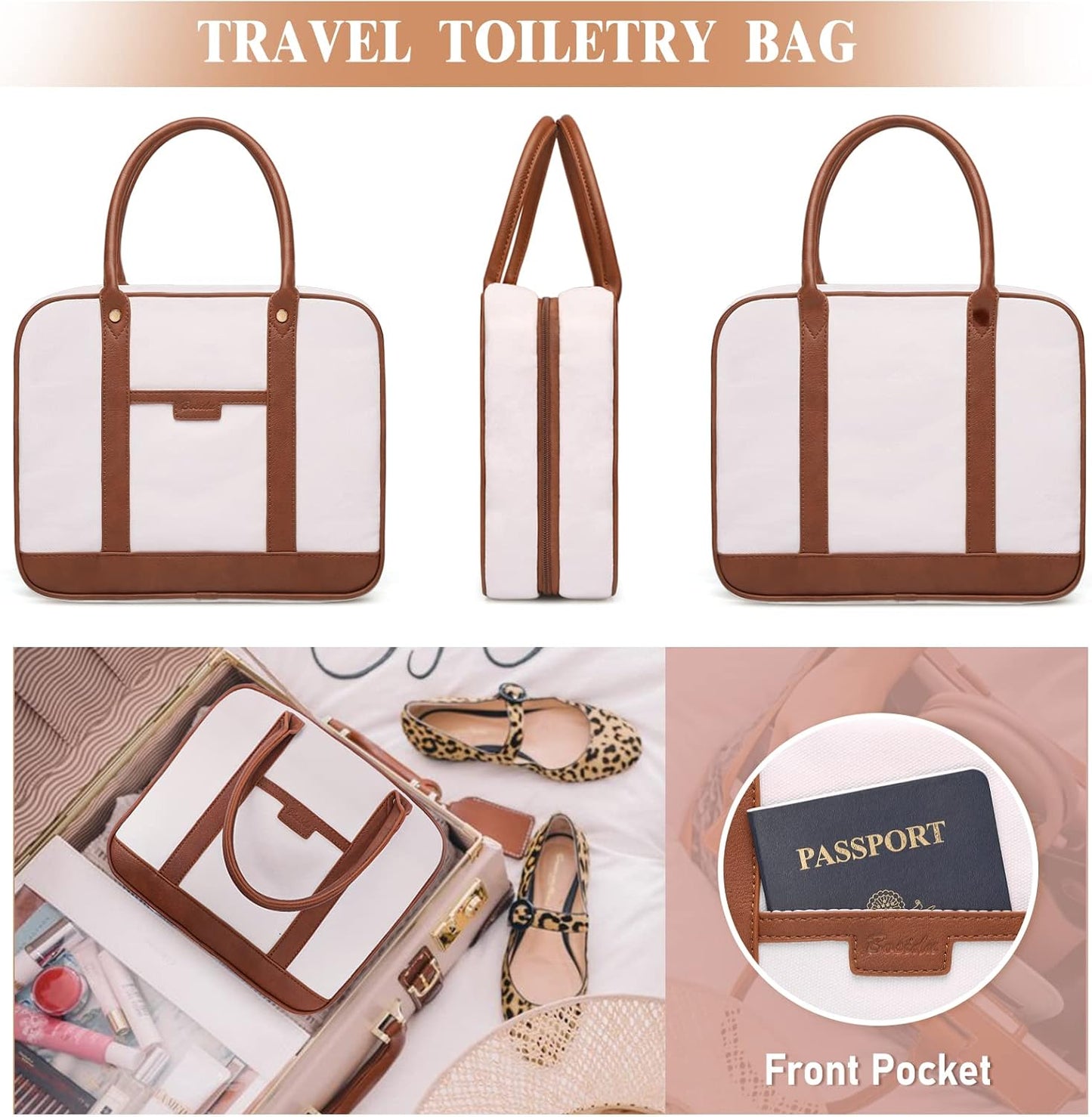 Hanging Travel Toiletry Bag,Large Capacity Cosmetic Travel Toiletry Organizer for Women with 4 Compartments & 1 Sturdy Hook,Perfect for Travel/Daily Use/Christmas