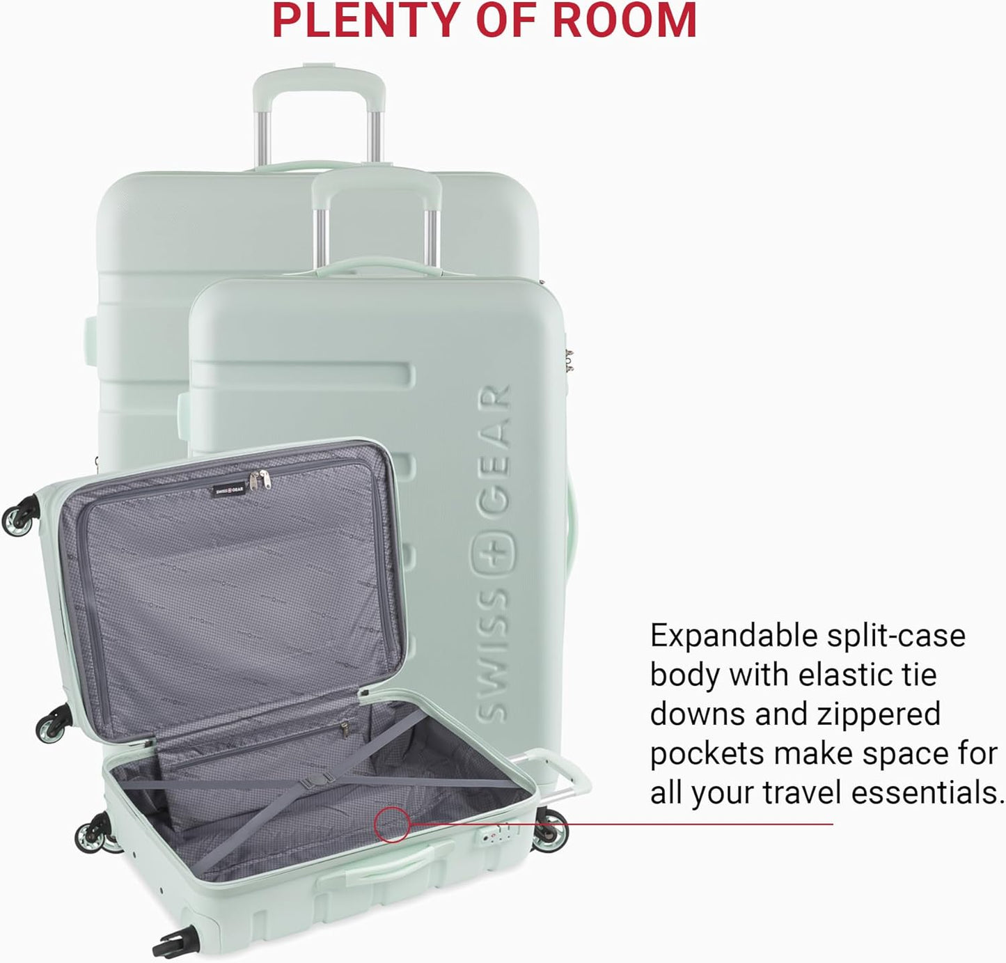 SwissGear 7366 Hardside Expandable Luggage with Spinner Wheels, Clearly Aqua, 3-Piece Set (19/23/27)