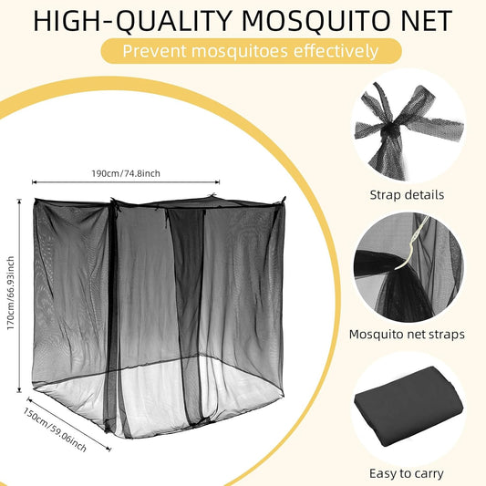 4 Corners Mosquito Net for Mosquiteros para Camas Bed Canopies Netting Bed Drapes Rectangular Mosquito Mesh for Camping Home Outdoor Travel(Black,L75 X W79 X H67 Inch,Opening)