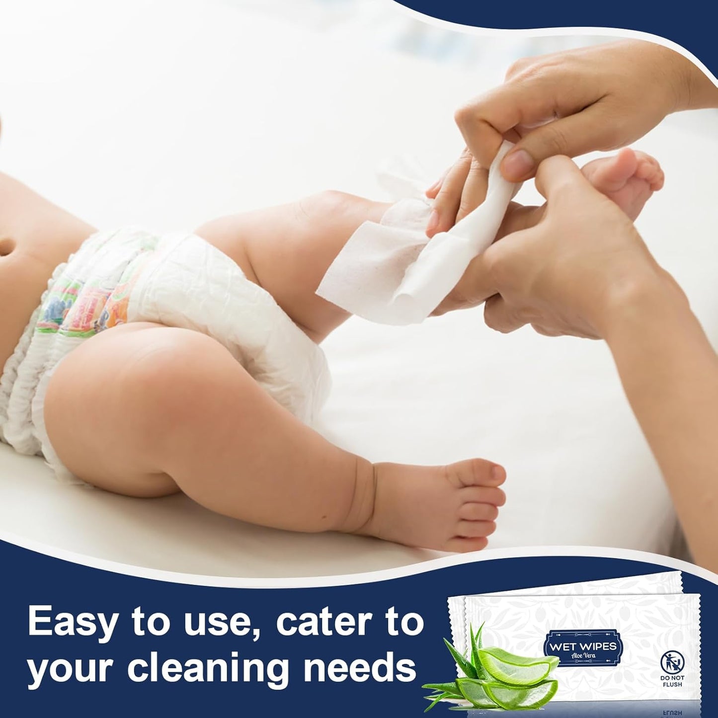 200 Pcs Wet Wipes Individually Wrapped, Aloe Vera Hand Wipe, Disposable Skin Cleansing Wipes, Travel Size Wipes Bulk for Hands, Butt, Daily Use, Restaurant, Barbecue (200 PCS)