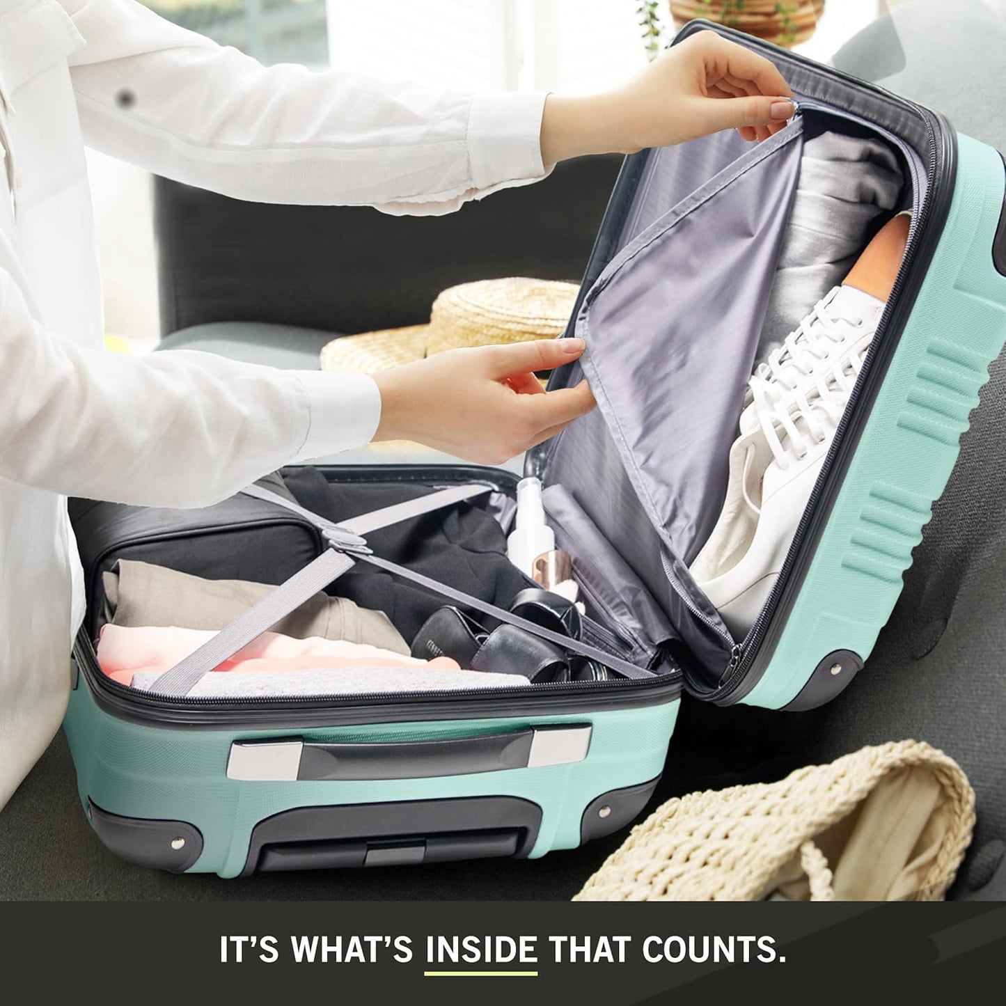 Kenneth Cole REACTION Out of Bounds, Mint Blue, 20-Inch Carry On