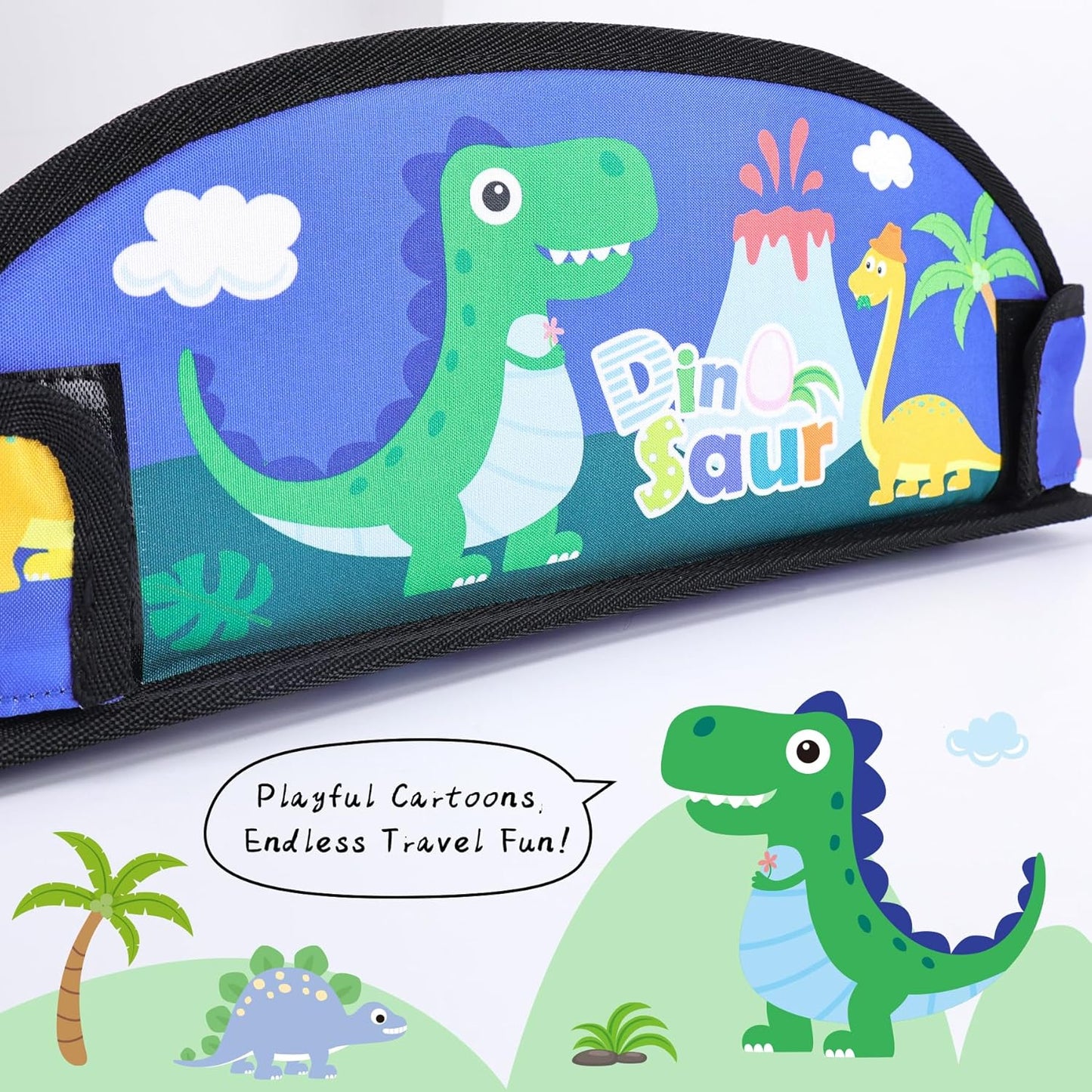 2PCS Kids Travel Tray for Airplane - Toddler Car Seat Table Tray, Road Trip Essentials for Boys & Girls, Carseat Lap Desk for Kids Road Trip Activities (Blue Dinosaur/Purple Mermaid)
