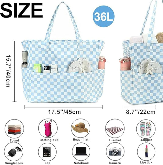 Waterproof Beach Tote Pool Bags for Women Ladies Extra Large Gym Tote Carry On Bag With Wet Compartment for Weekender Travel