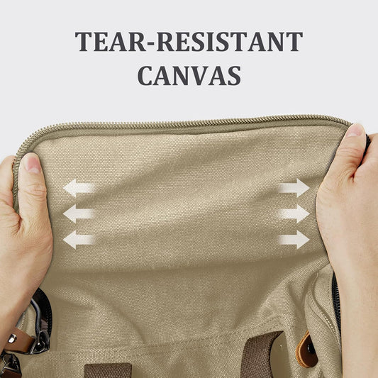 Gonex Canvas Duffle Bag for Travel 50L Expandable Duffel Weekend Overnight Bag (Khaki)