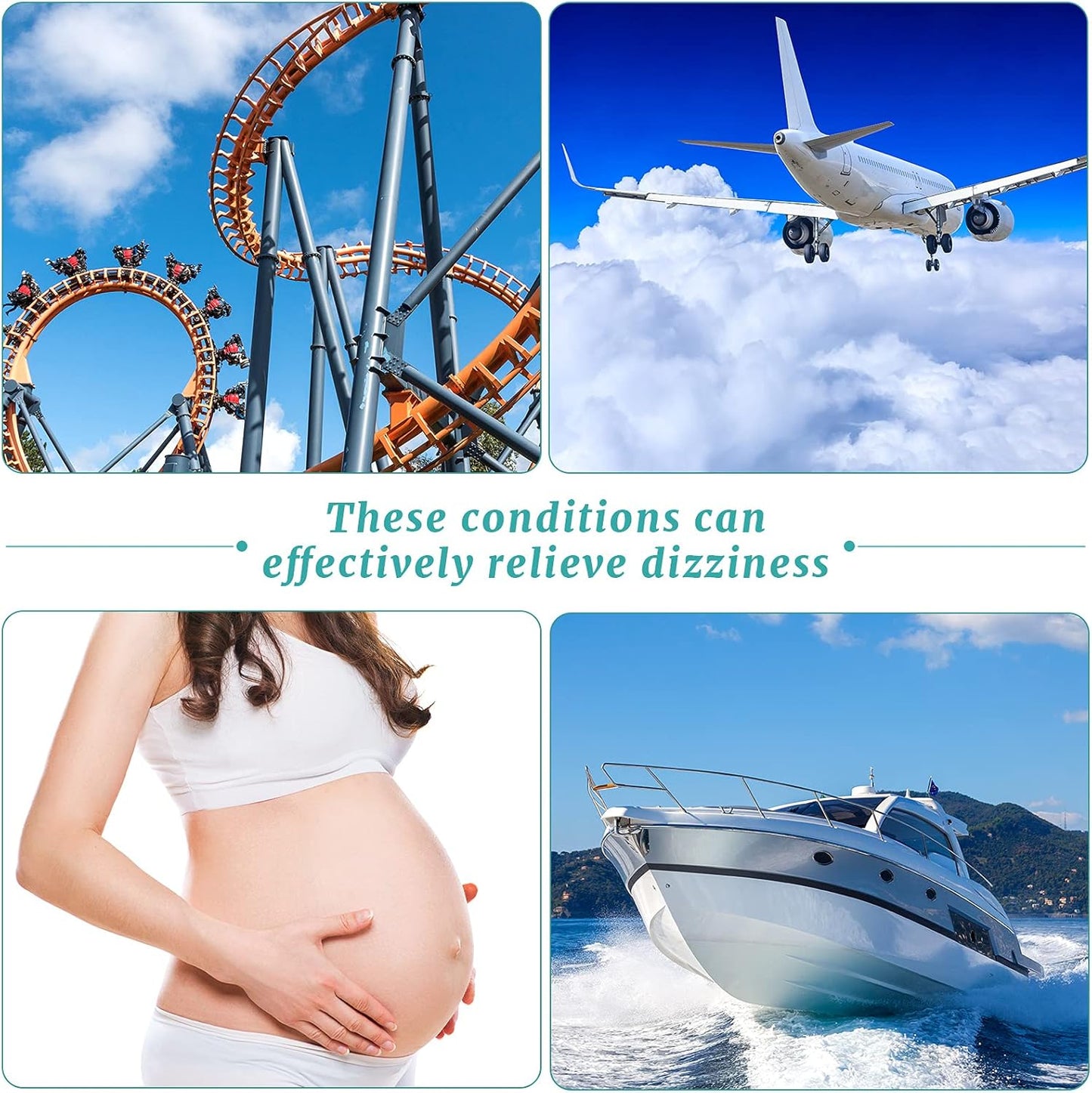 Jadive 4 Pieces Anti Nausea Wristband Seasickness Motion Sickness Bracelets Wristband Adjustable Motion Nausea Bands for Motion Sickness, Morning Sickness, Car Sickness, Travel Sickness