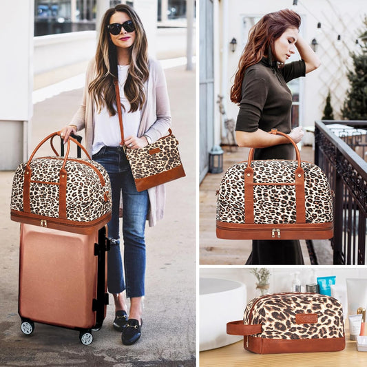 Weekender Bag for Women Canvas Overnight Bag Large Travel Tote Bag Carry on Shoulder Duffle Bag With Shoe Compartment,Perfect for Travel/Daily Use/Birthday Gift …