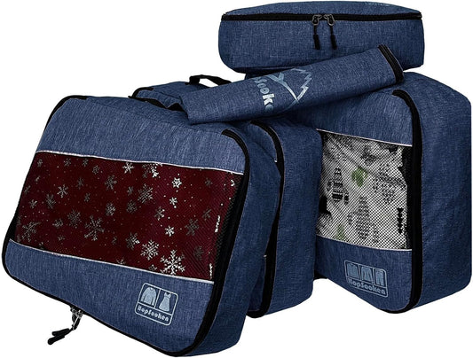 5 Set Packing Cubes for Travel Large Suitcase Luggage Organizer Bags Travel Accessories Vacation 4 Cubes 1 Laundry Pouch Bag