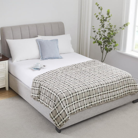 L'AGRATY Weighted Blanket - 60"x80" 15lbs Cooling Breathable Heavy Blanket Microfiber Material with Glass Beads for Adult All-Season Summer Fall Winter Soft Thick Comfort